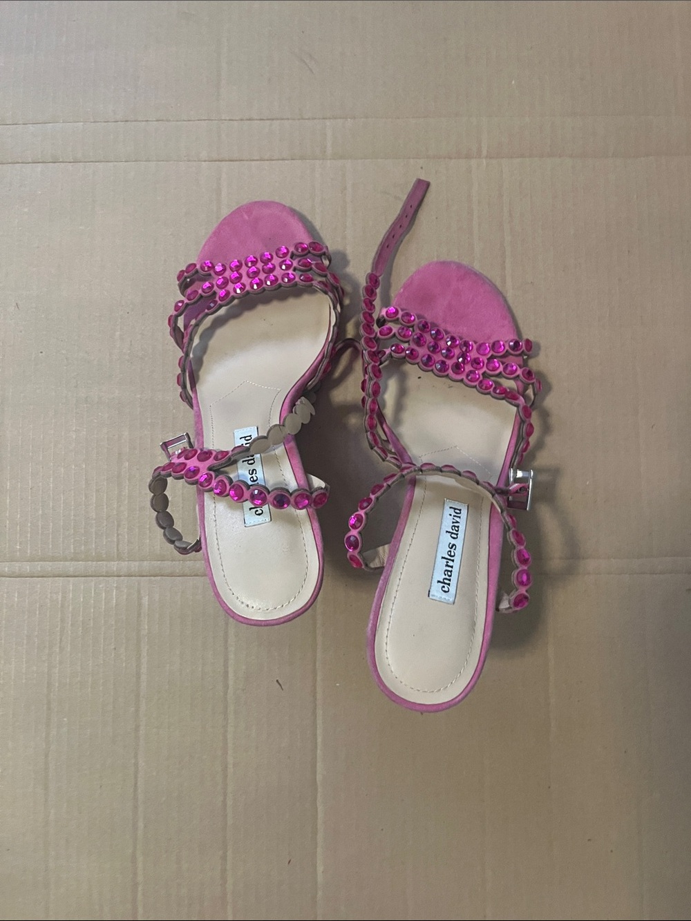 Charles David Hot Pink Jeweled Strappy Sandals